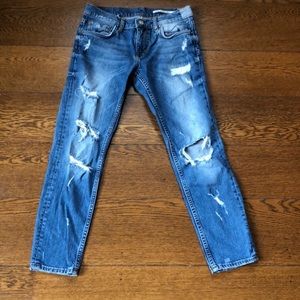 Zara relaxed fit distressed boyfriend jeans size 2